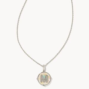 Silver Pendant Necklace with Initial 'M'